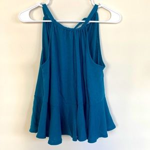 Teal flowy tank with keyhole back